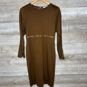 Max Mara US 10 EU 42  100% wool Brown Long Sleeve Dress